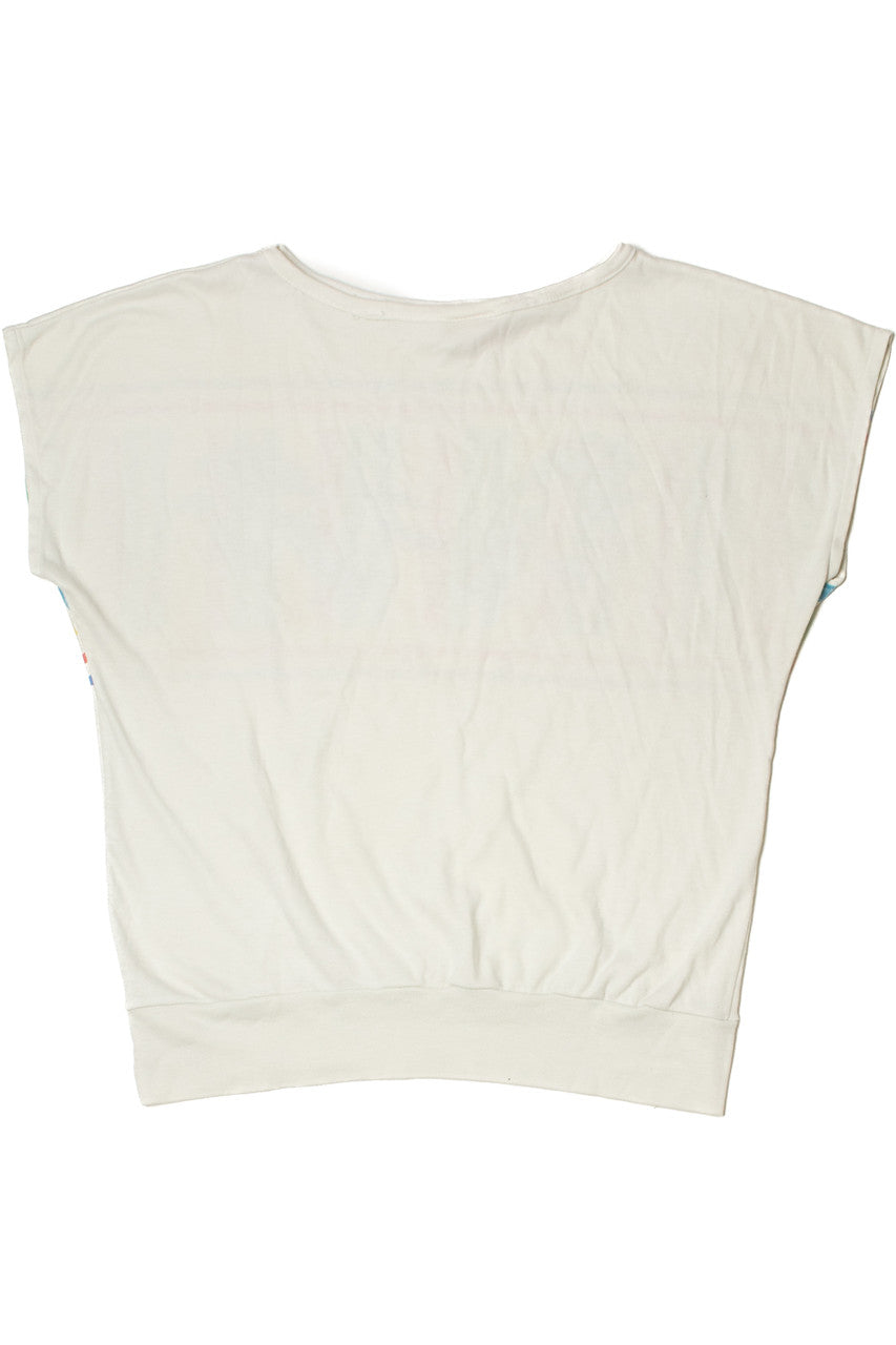 Vintage Beach Scene Striped Cinch Waist T-Shirt
