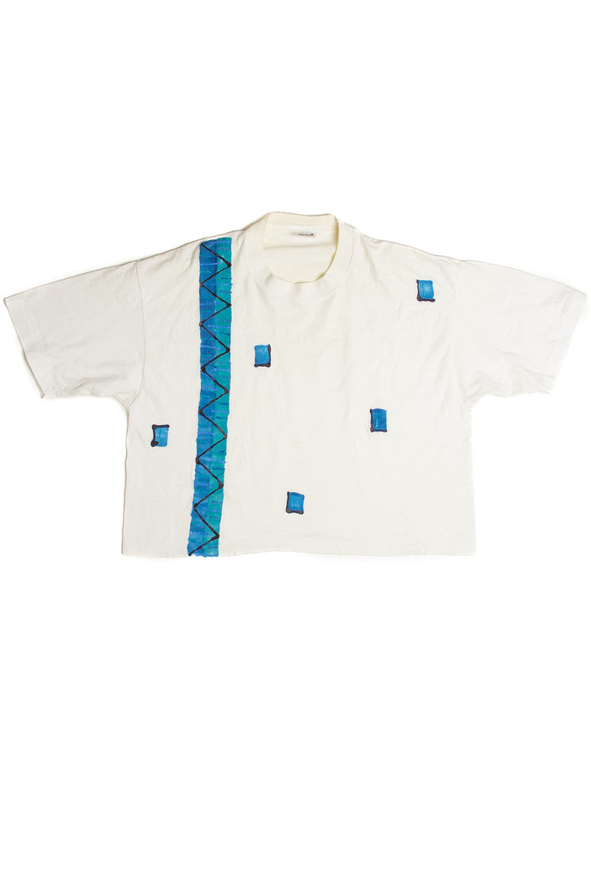Vintage Anvil Blue Printed Crop T-Shirt