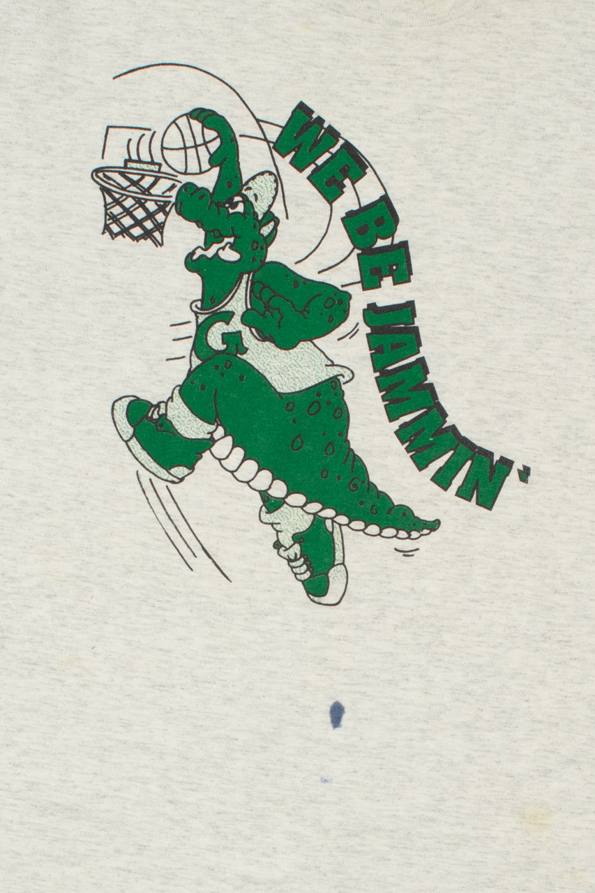 Vintage Distressed "We Be Jammin'" Dinosaur Basketball Dunk T-Shirt