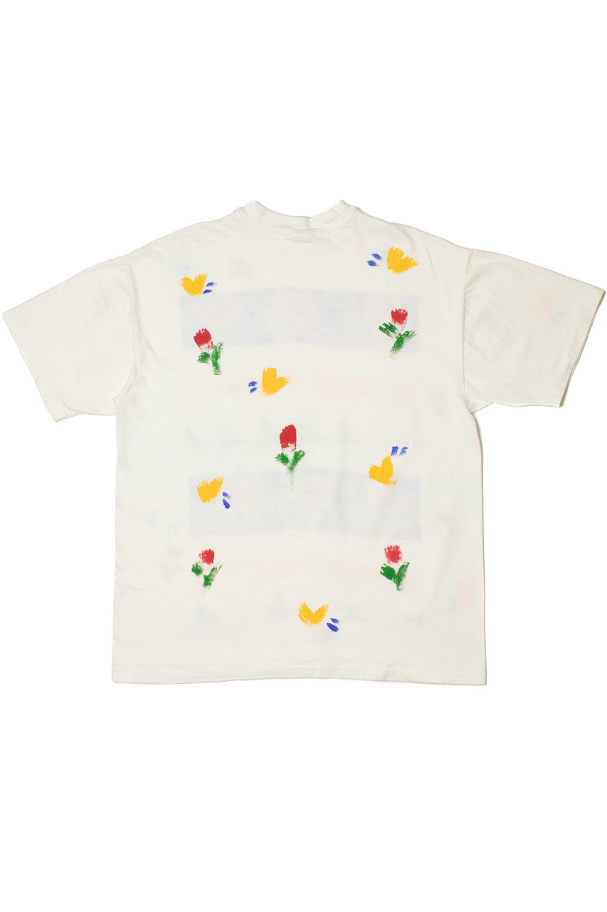 Vintage 1995 Hand Painted Bunny & Tulip T-Shirt