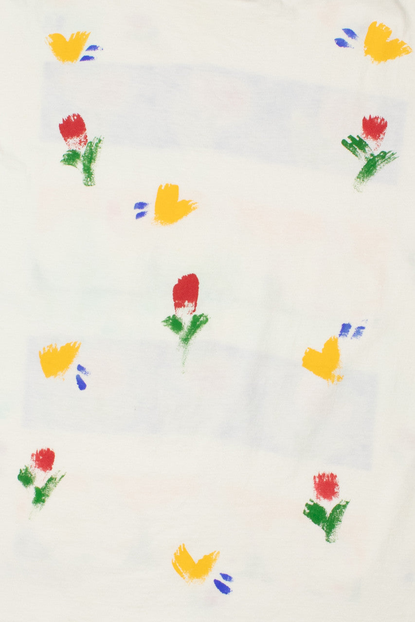 Vintage 1995 Hand Painted Bunny & Tulip T-Shirt