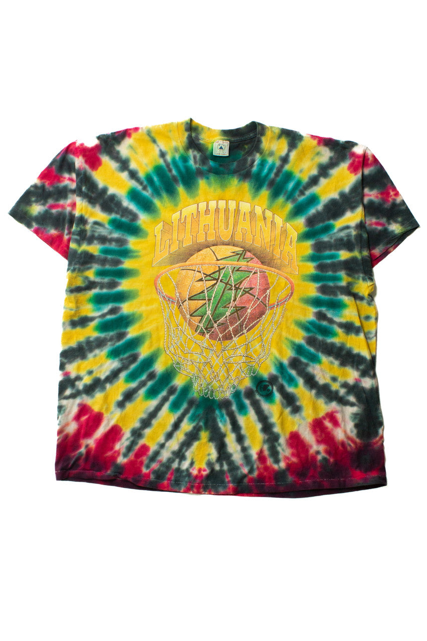 Vintage Grateful Dead Lithuania Tie Dye Basketball T-Shirt (1996)