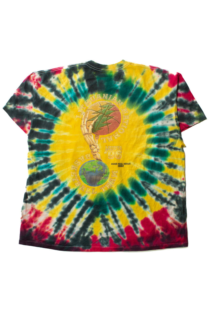 Vintage Grateful Dead Lithuania Tie Dye Basketball T-Shirt (1996)