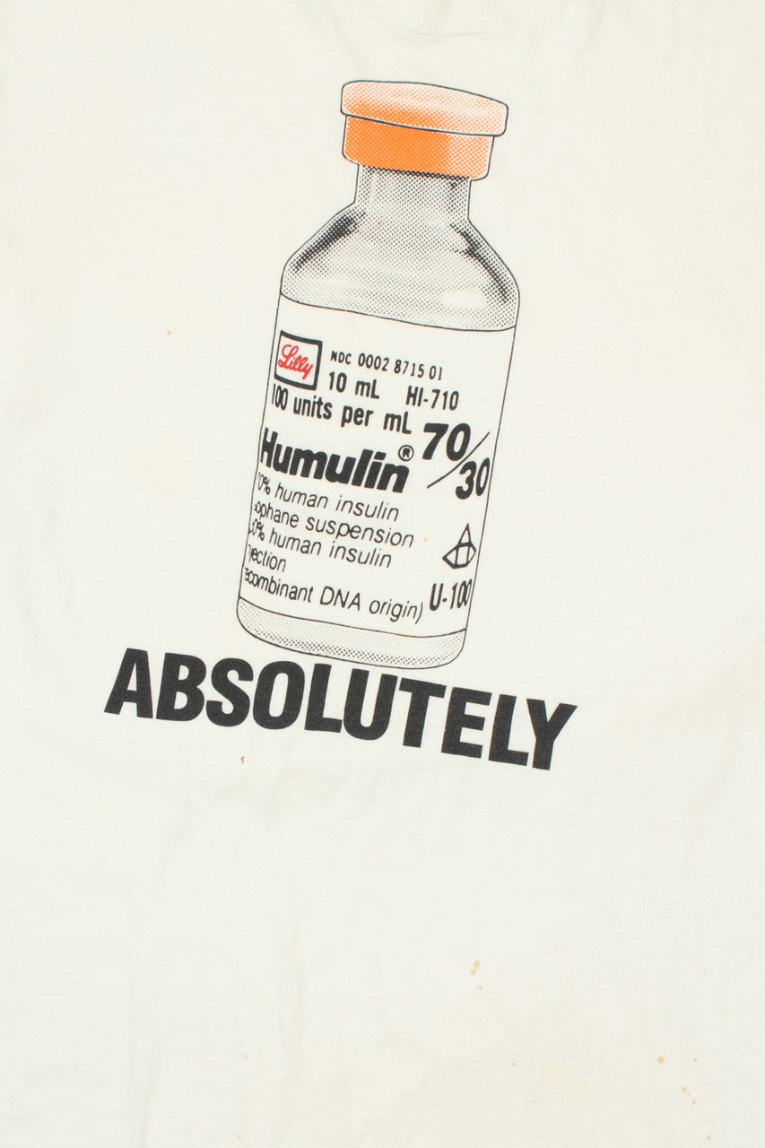 Vintage "Absolutely" Eli Lilly Insulin Pharmaceutical T-Shirt