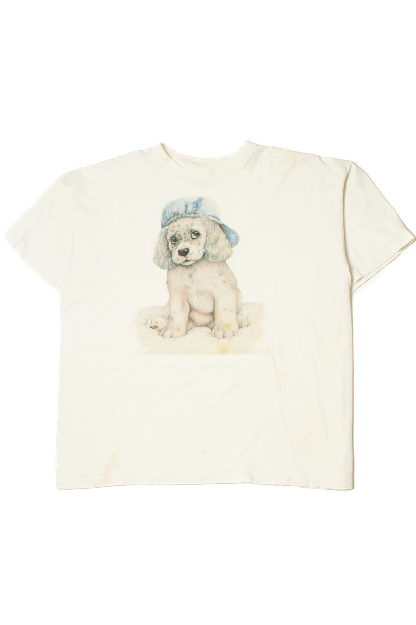 Vintage Puppy With Backwards Hat T-Shirt