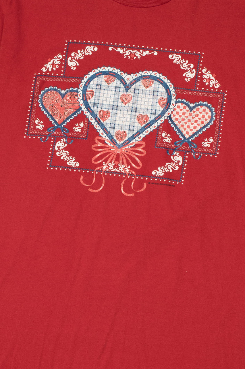 Vintage 1996 Hearts And Lace Print T-Shirt