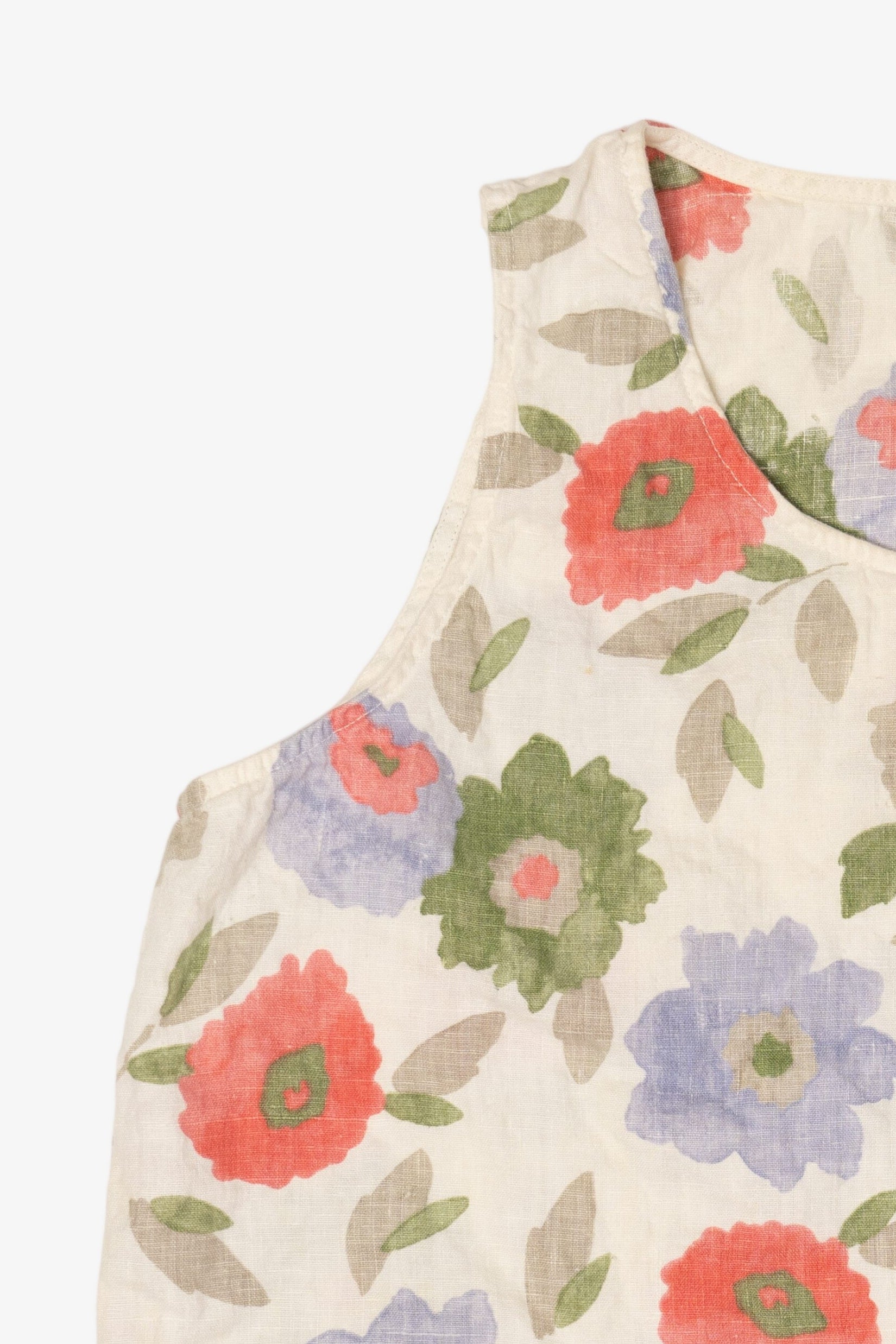 Vintage Linen Hot Cotton Floral Sleeveless Shirt (2000s)