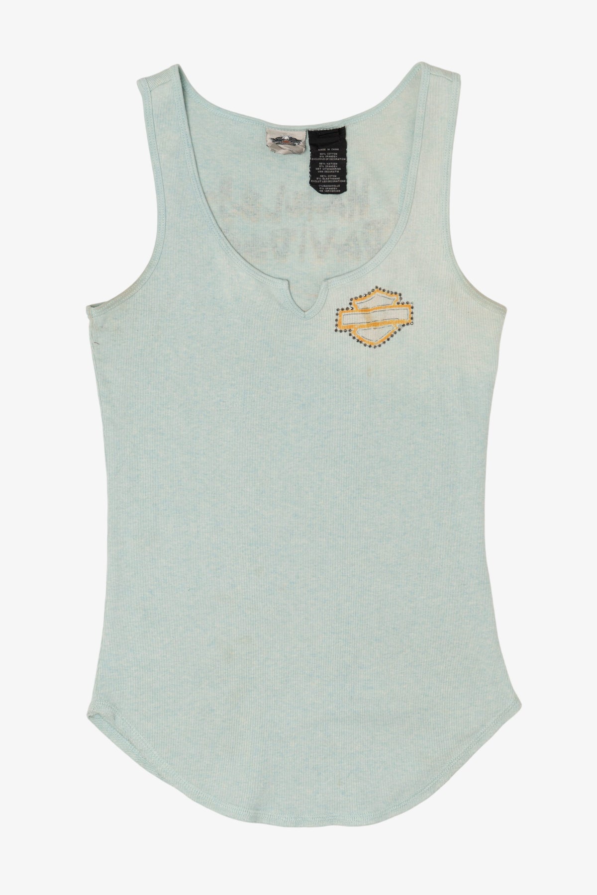 Aqua Harley Davidson Sleeveless Ribbed Tank Top (2010s)