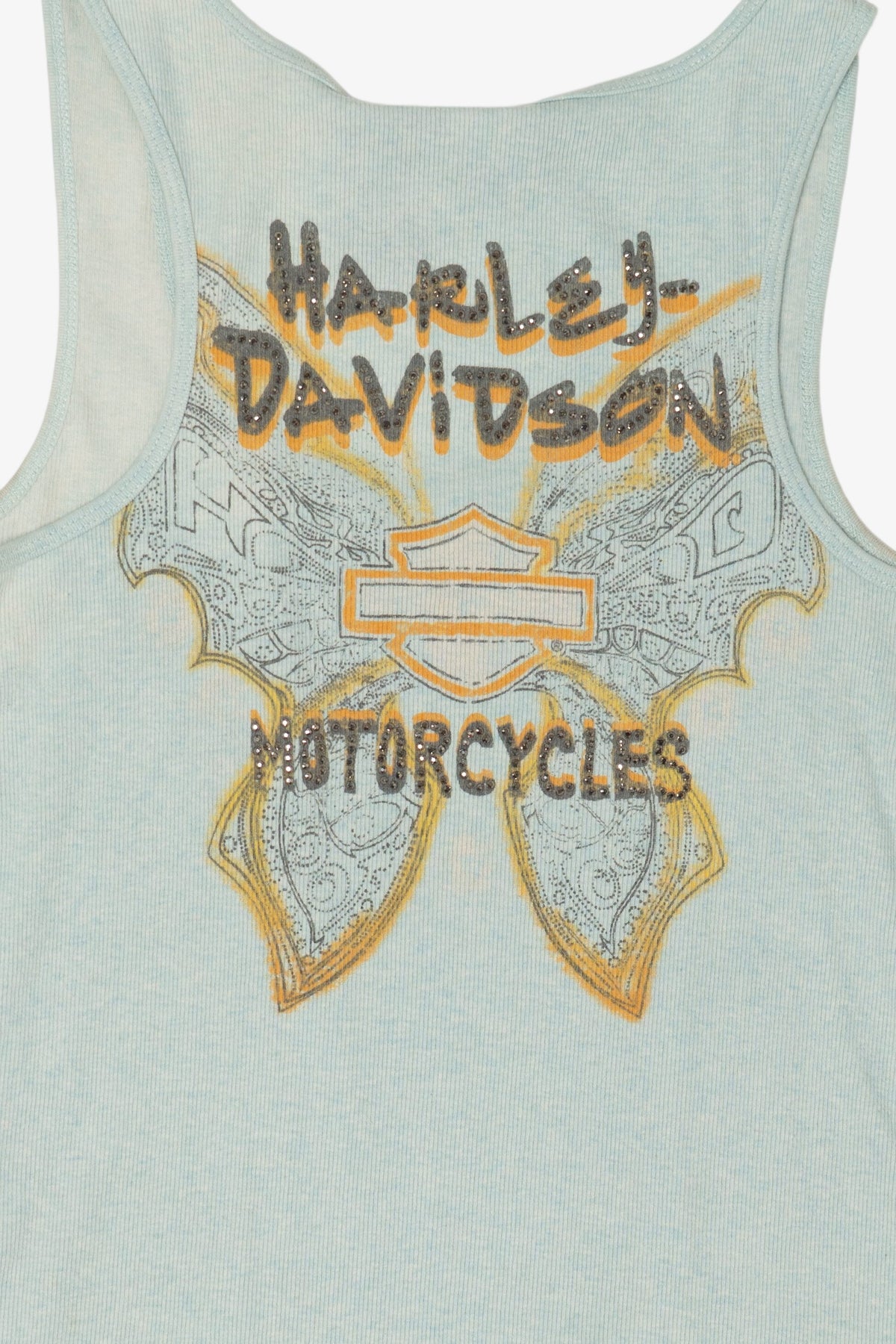 Aqua Harley Davidson Sleeveless Ribbed Tank Top (2010s)