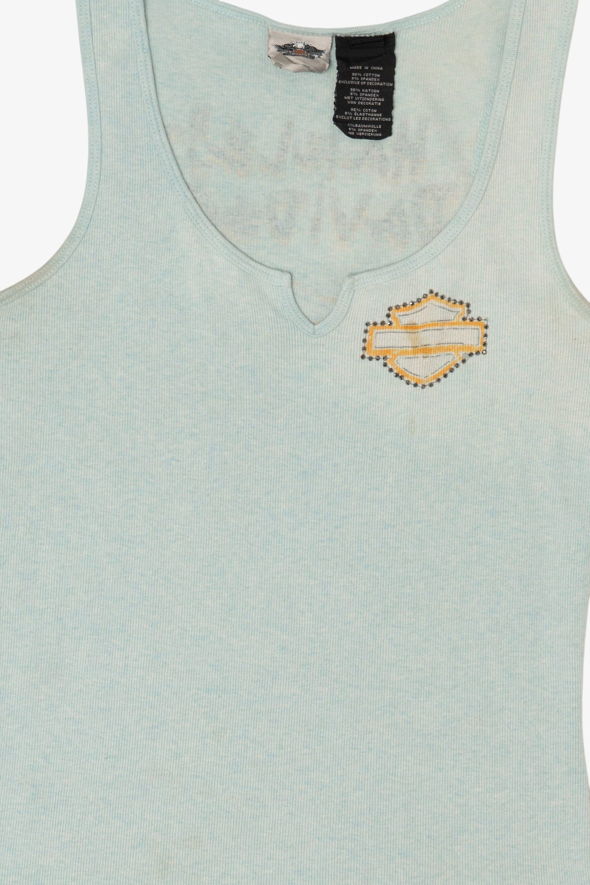 Aqua Harley Davidson Sleeveless Ribbed Tank Top (2010s)
