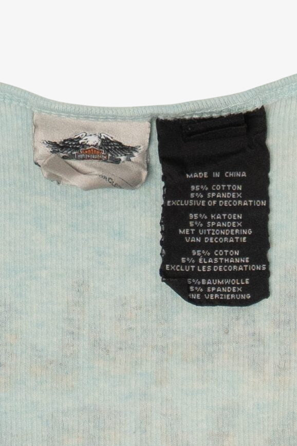 Aqua Harley Davidson Sleeveless Ribbed Tank Top (2010s)