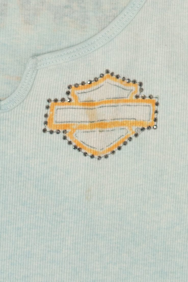 Aqua Harley Davidson Sleeveless Ribbed Tank Top (2010s)