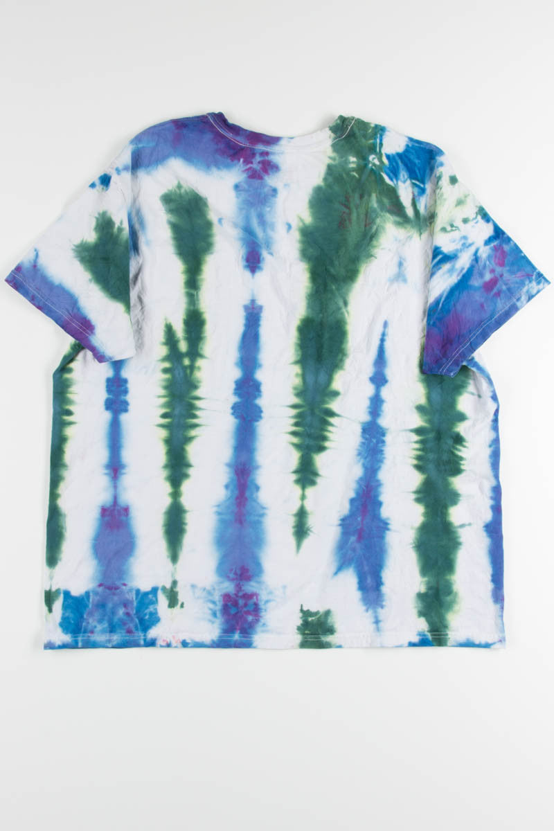 Blue & Green Striped Tie Dye Tee