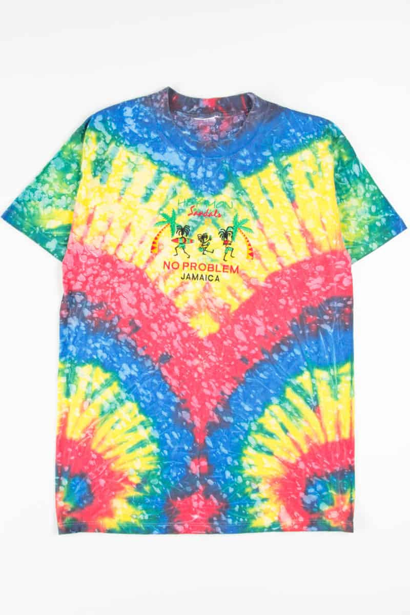 No Problem Embroidered Jamaica Tie Dye T-Shirt