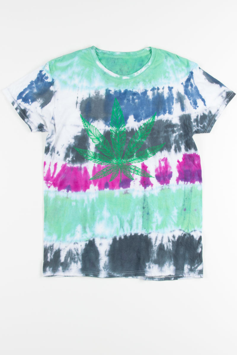 Teal & Magenta Weed Tie Dye Tee