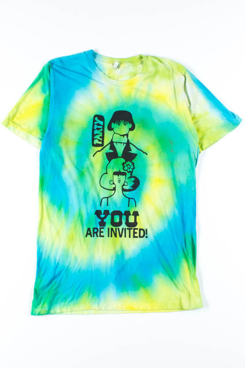 Blue & Green Blur Party Invitation Tie Dye Tee