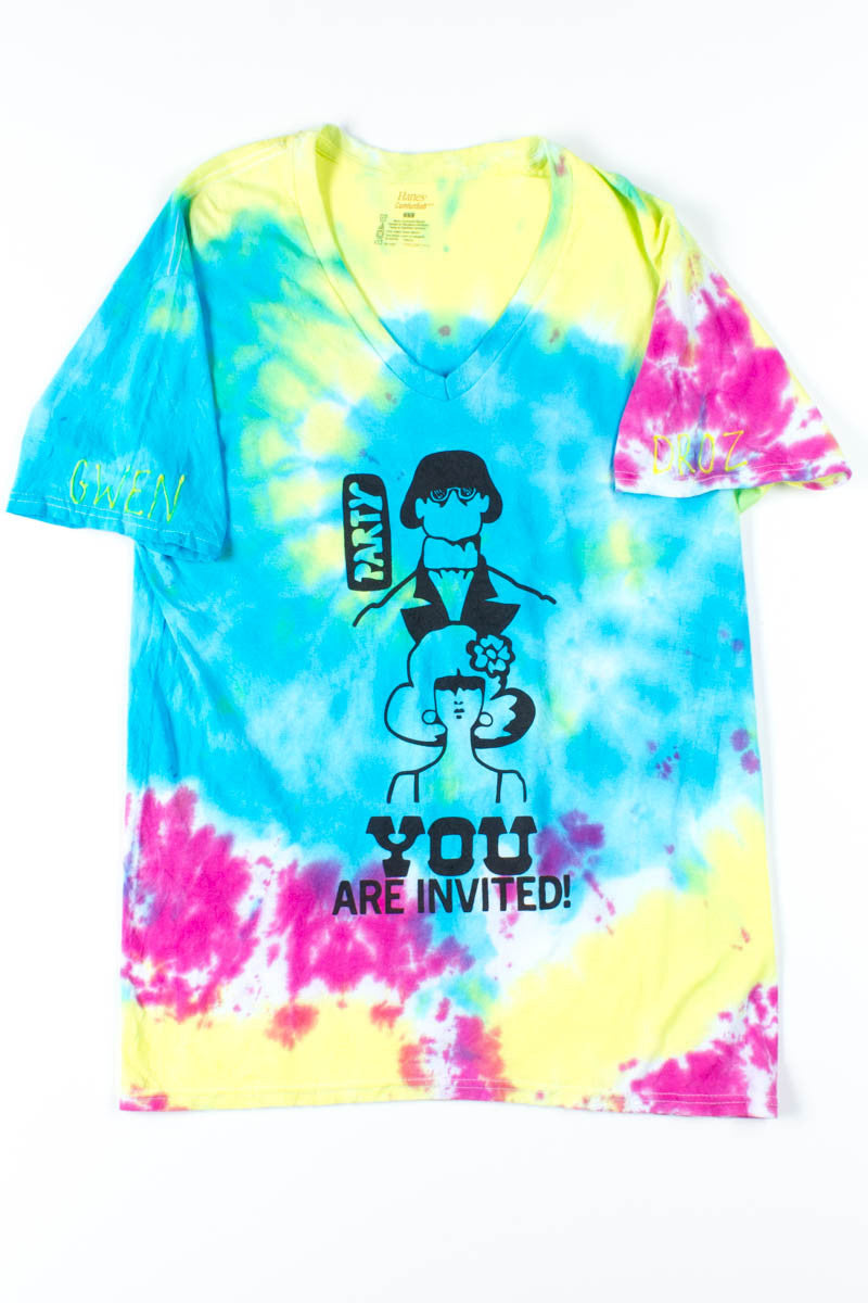 Gwen's V-Neck Party Invitation Tie Dye Tee