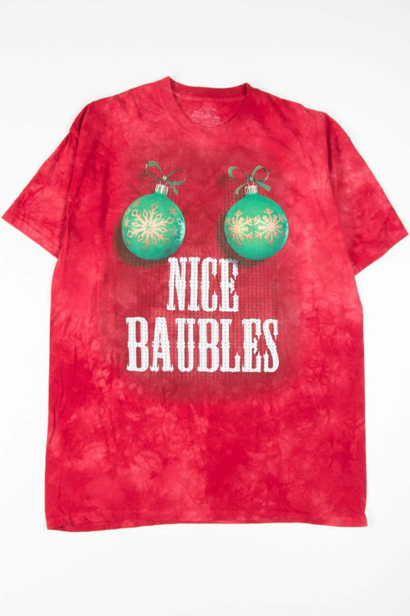 Nice Baubles Christmas Stonewashed Tie Dye T-Shirt