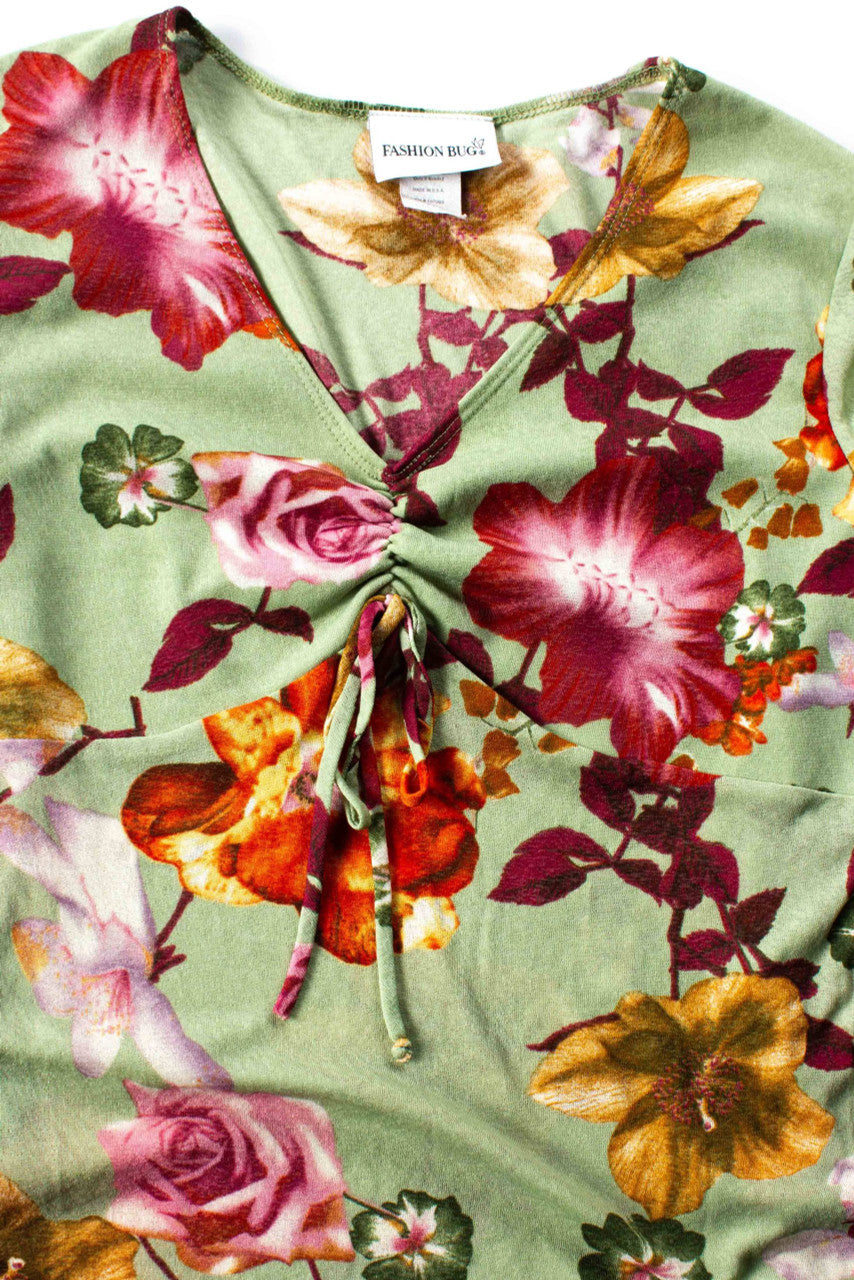 Ruffled Floral V-Neck Blouse