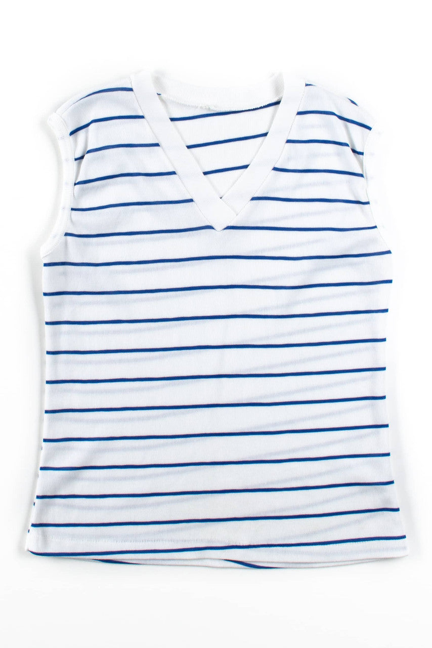 Striped Sleeveless V-Neck Top