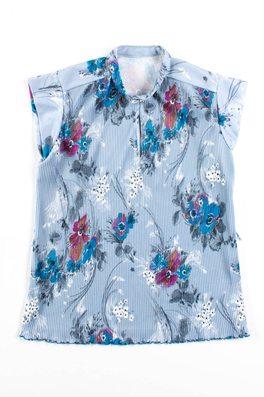 Vintage Ribbed Floral Blouse