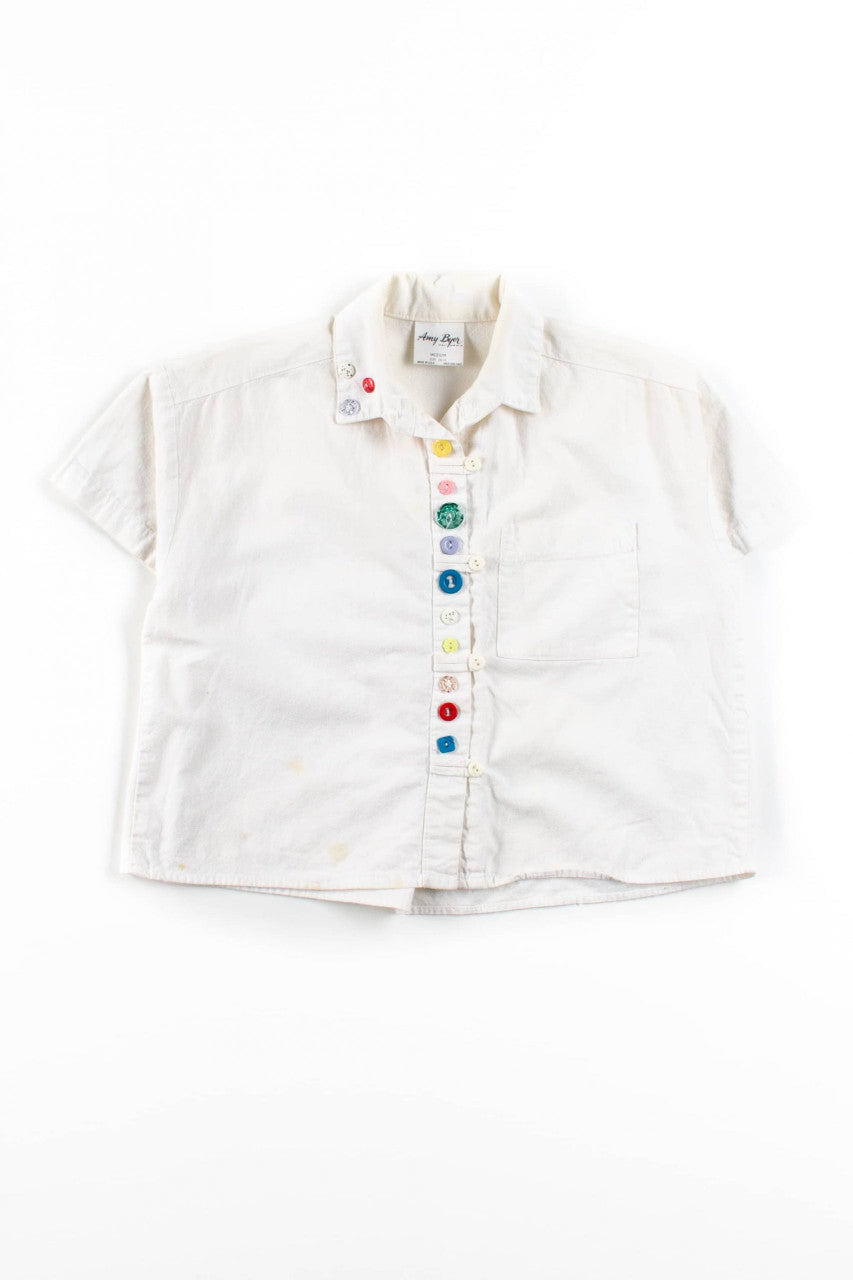 Vintage Multi Button Cropped Blouse