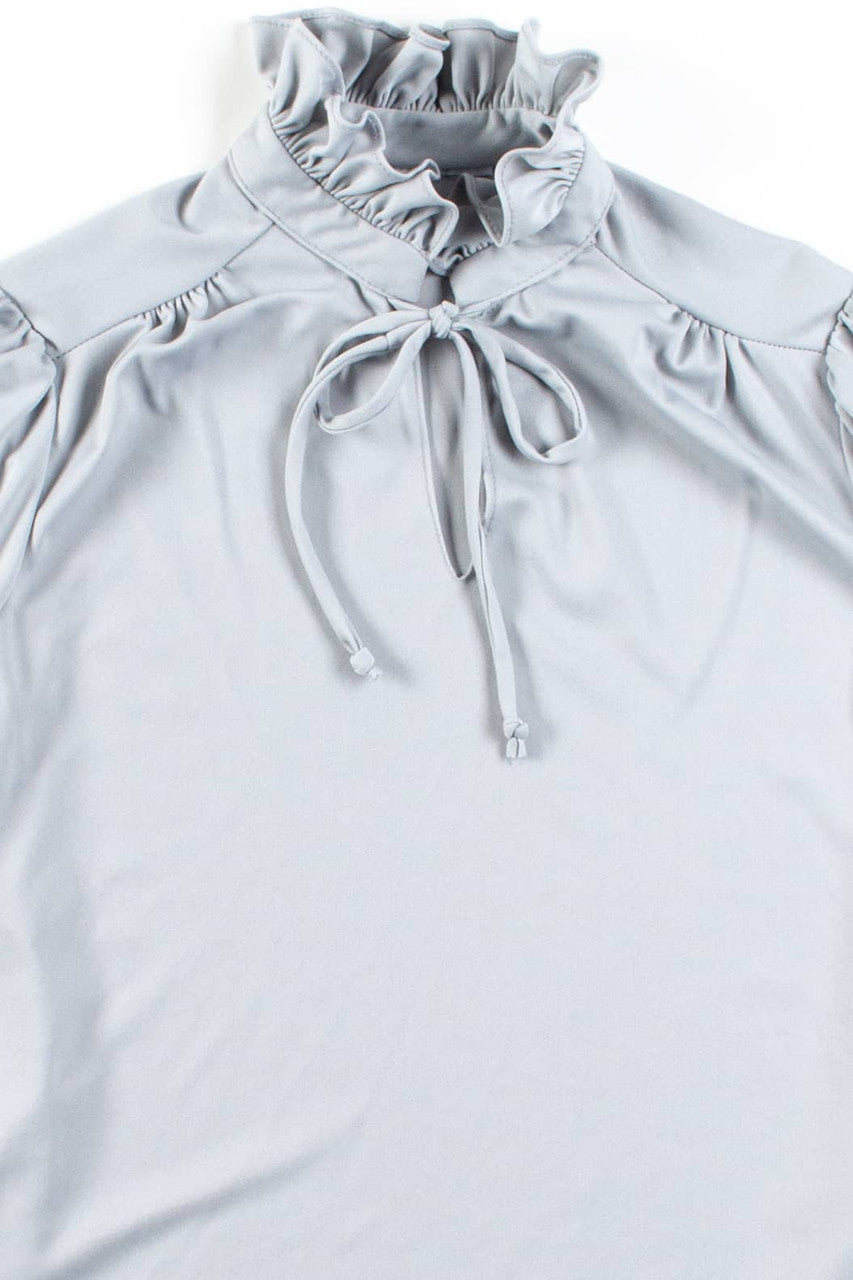 Vintage Grey Ruffle Neck Blouse