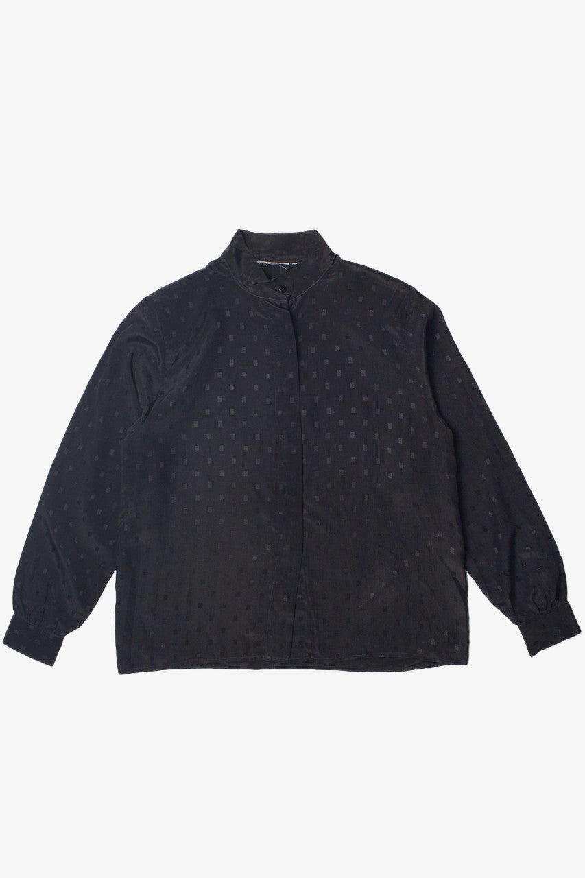 Vintage Lightweight Black Patterned Button Up Top