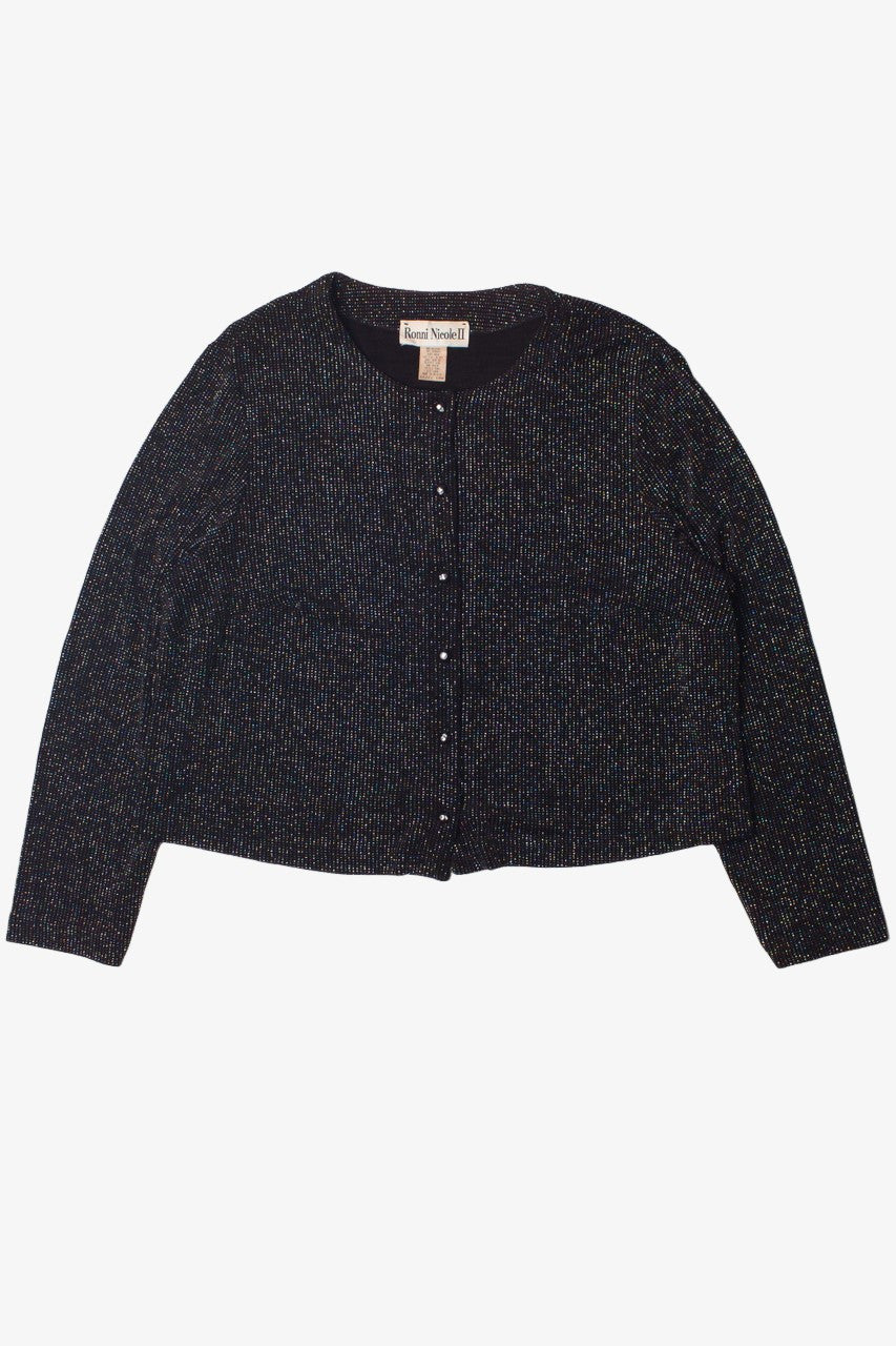 Vintage Ronni Nicole II Holographic Dot Button Up Top