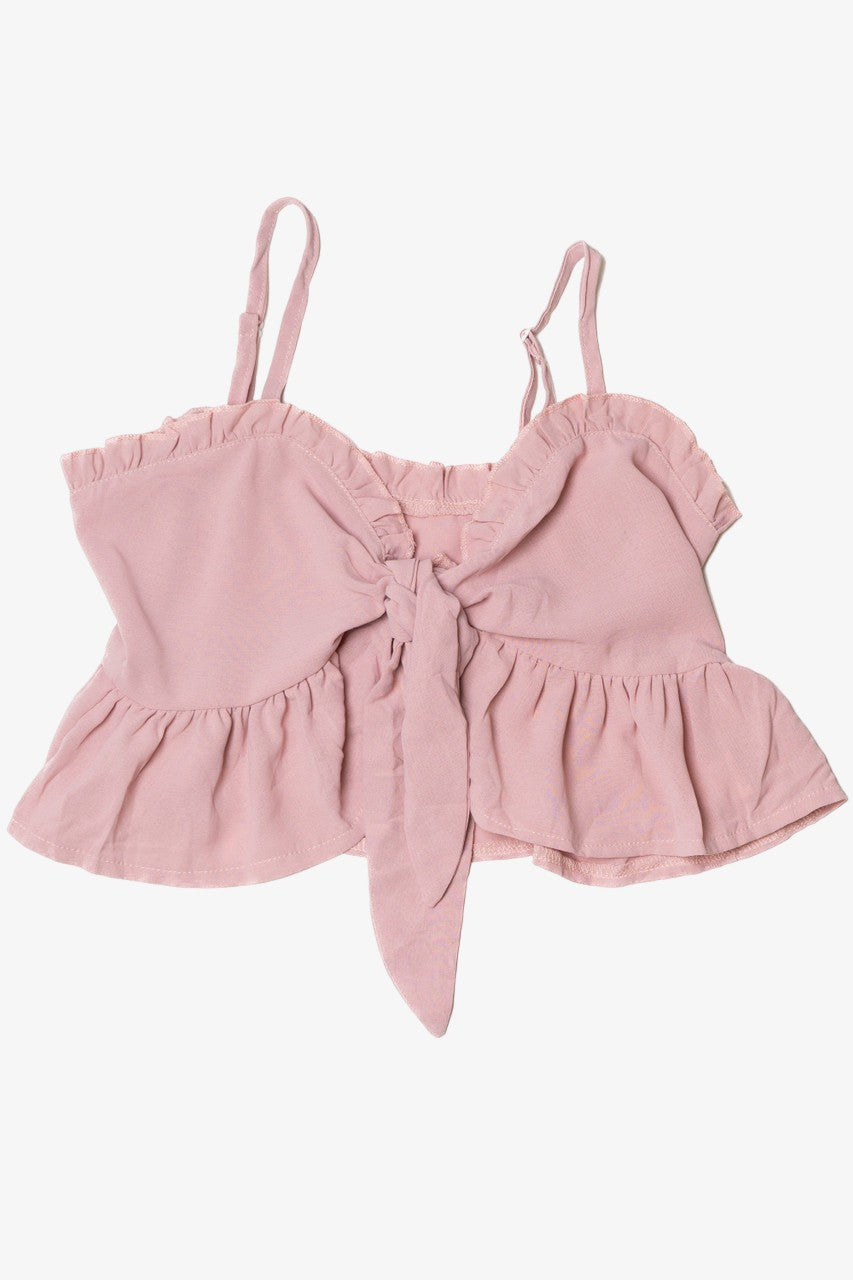 Recycled Tie Front Cropped Tank Top