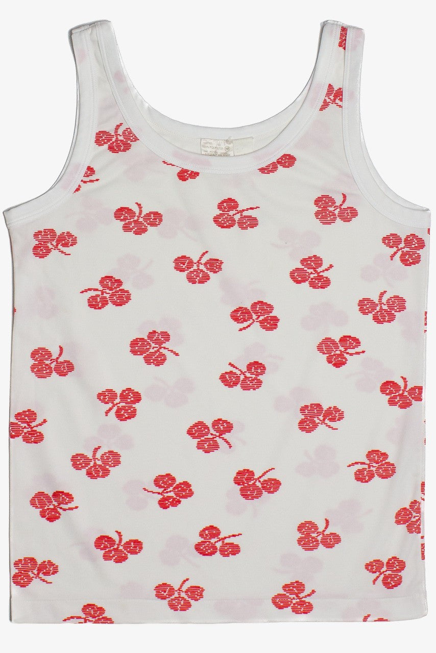 Vintage Cherry Print Polyester Top
