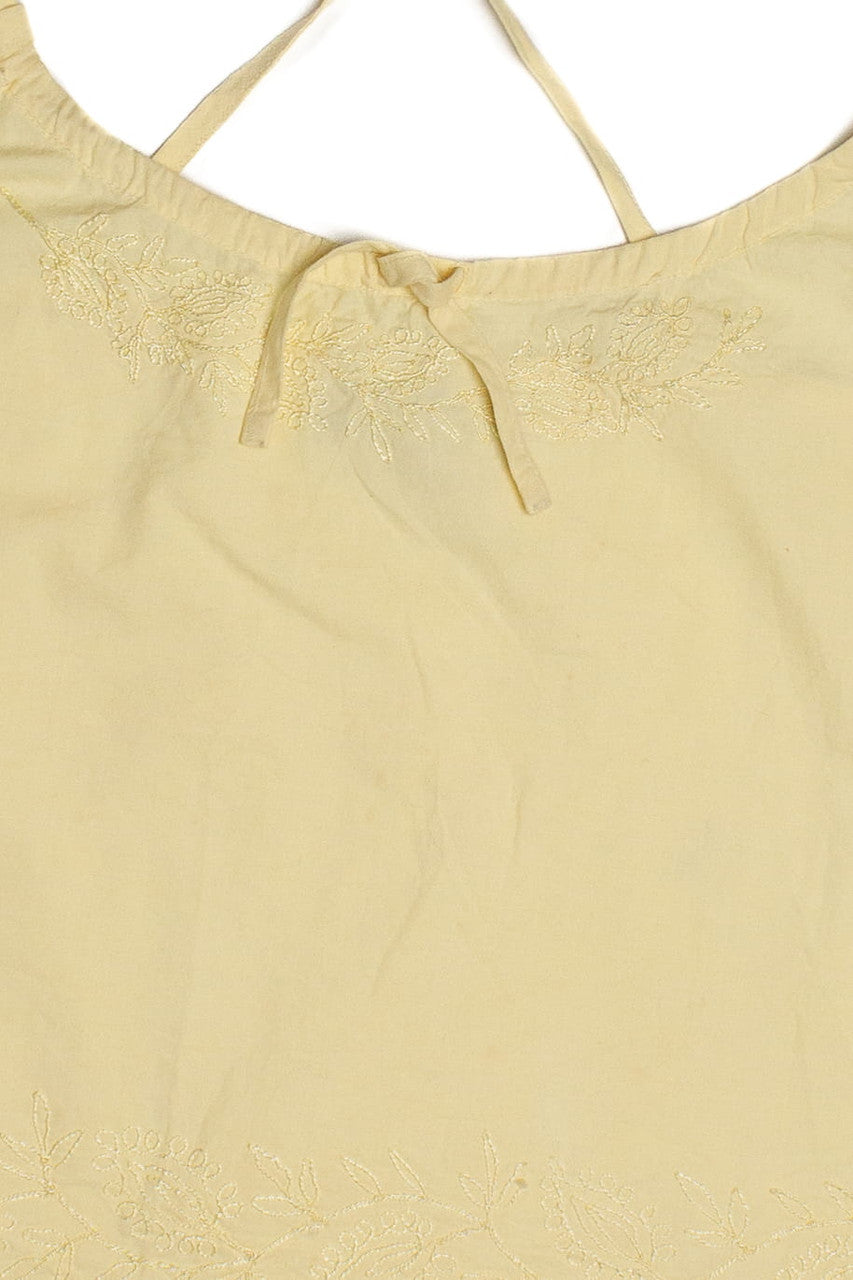 Vintage Embroidered Detail Cross Back Tank Top
