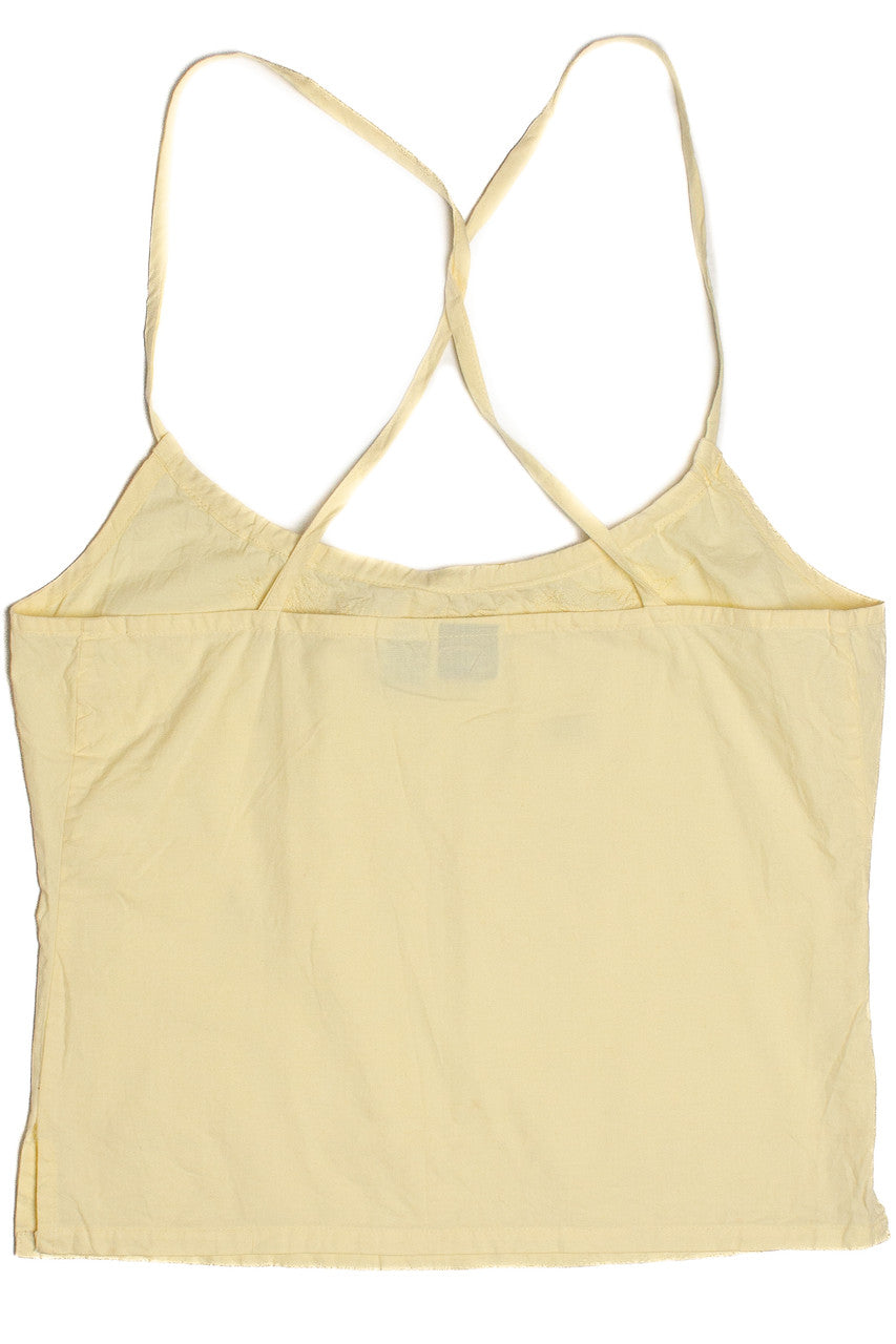 Vintage Embroidered Detail Cross Back Tank Top