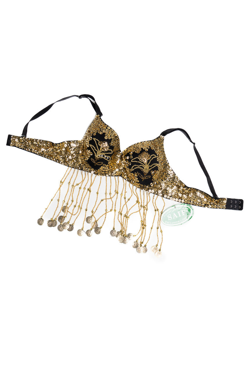 Vintage Sequin Beaded Coin Fringe Bra Top