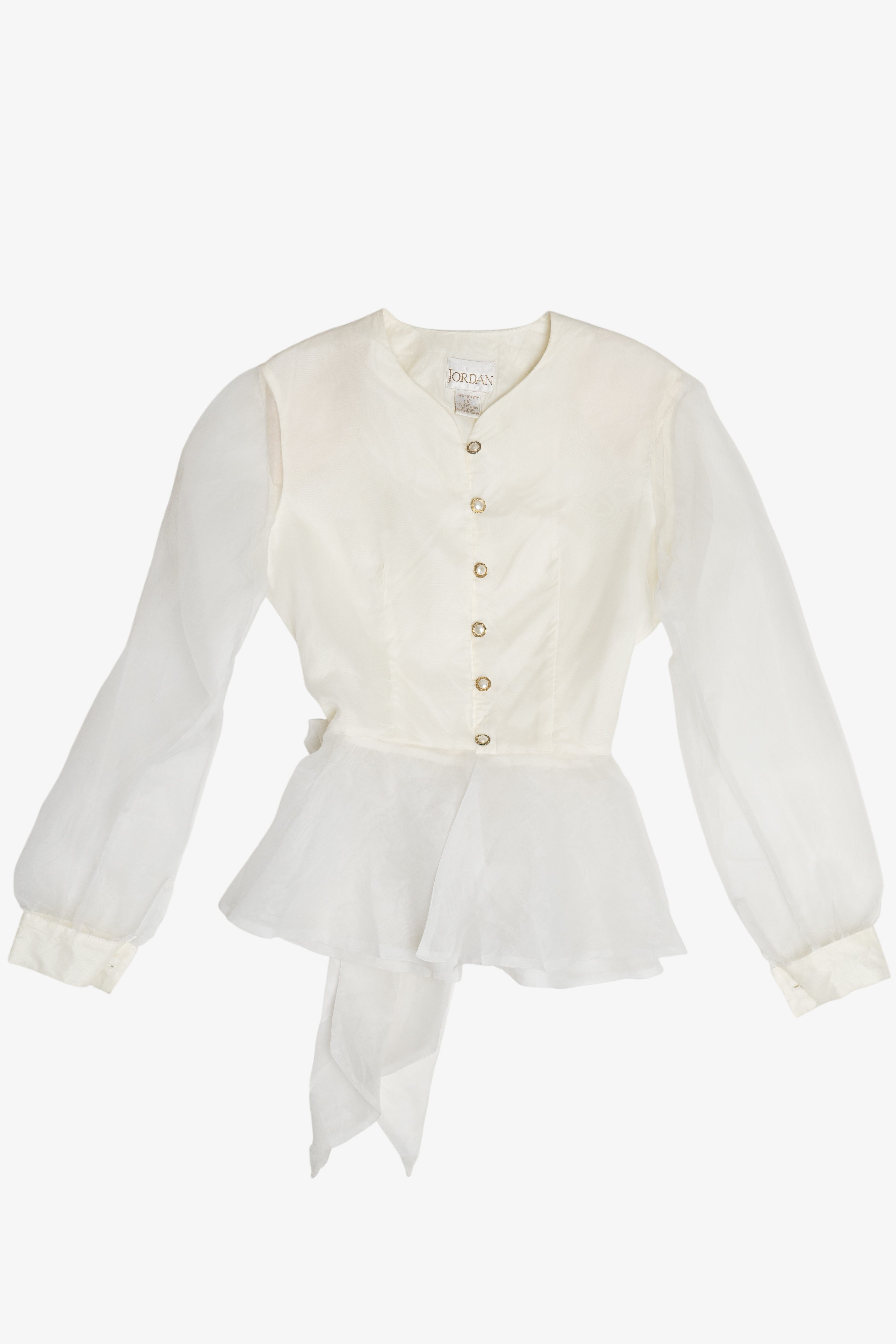 Vintage Bridal Tulle Sleeve Adjustable Waist Tie Top