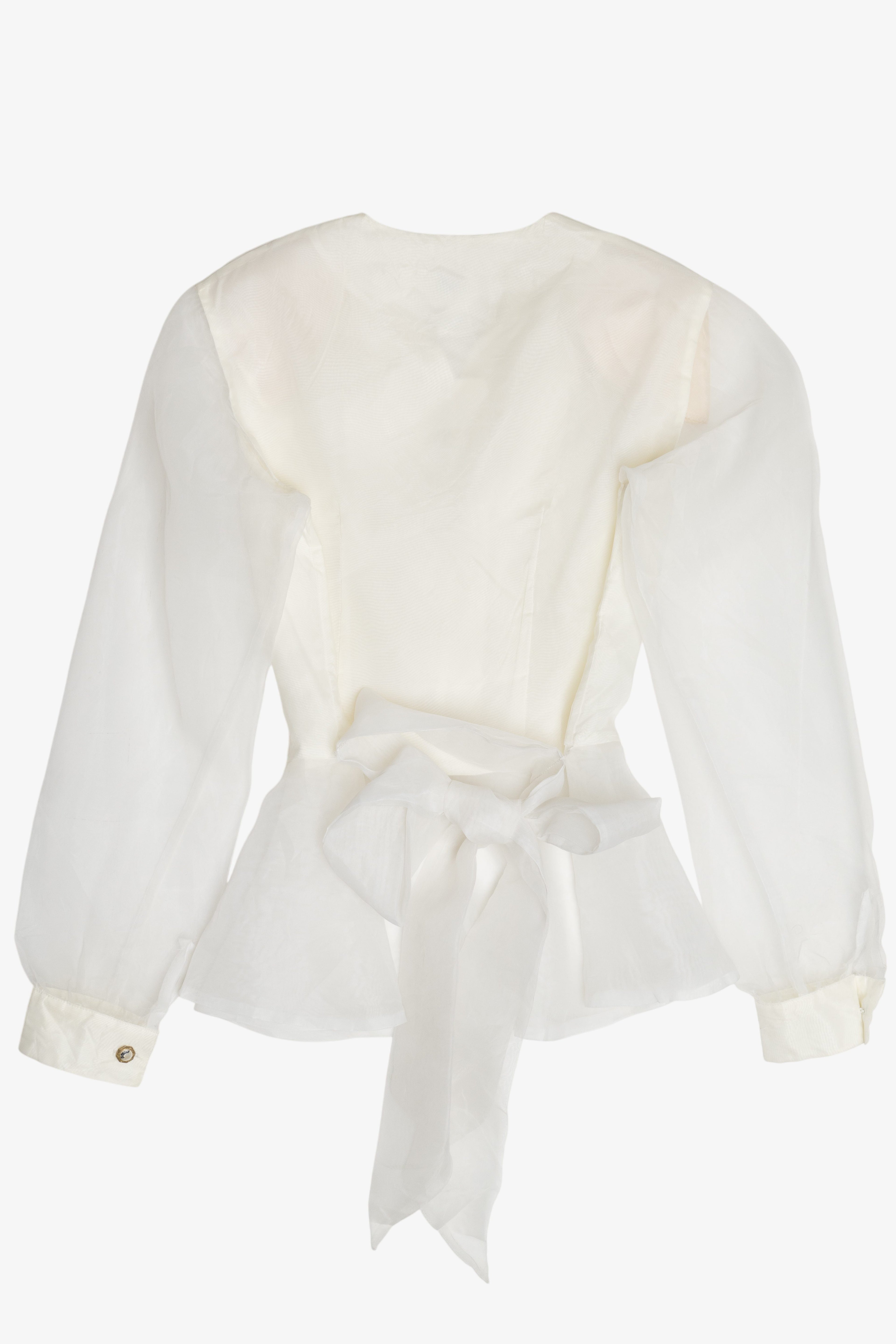 Vintage Bridal Tulle Sleeve Adjustable Waist Tie Top