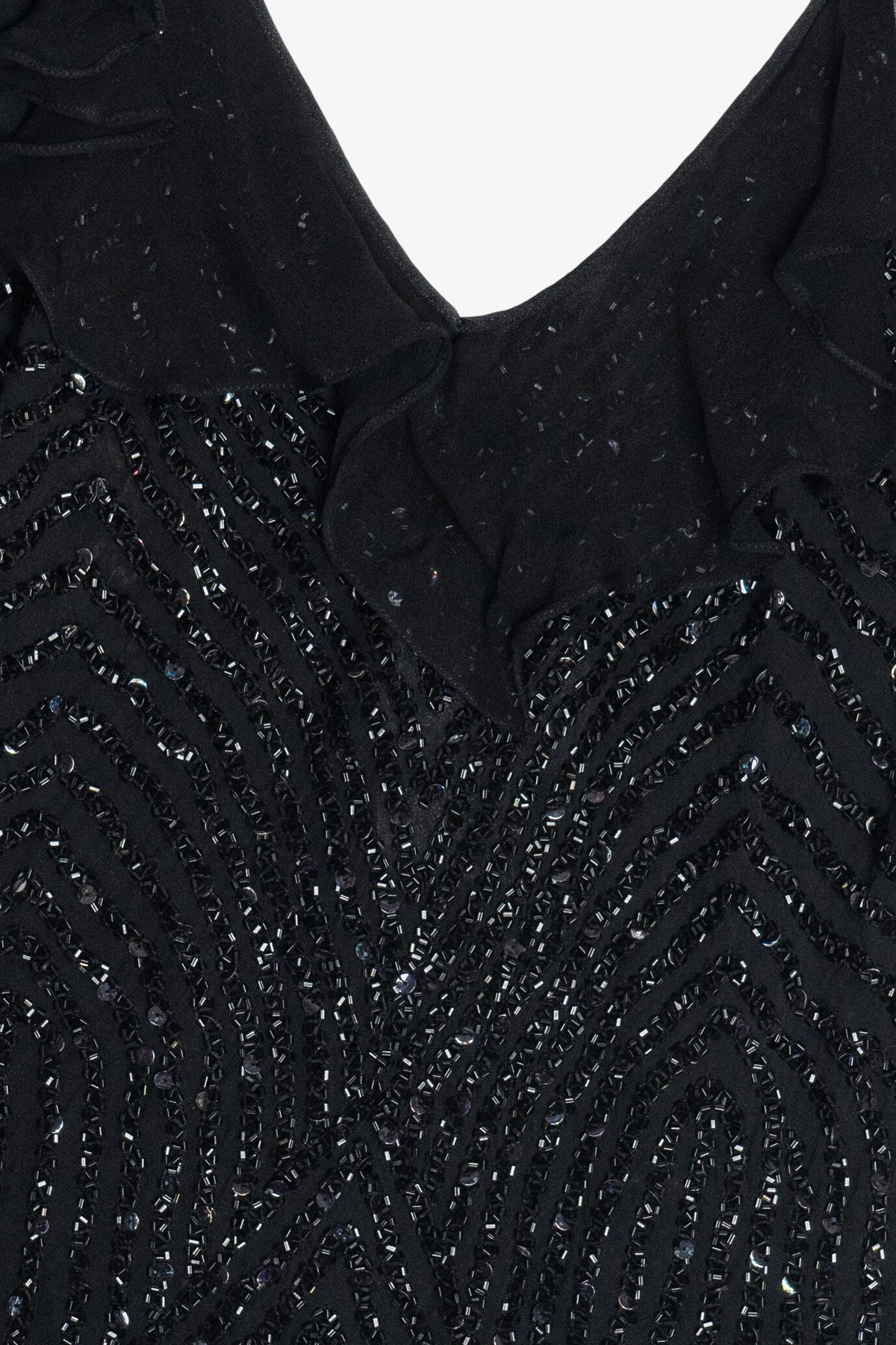 Vintage Y2K Beaded Silk Papell Boutique Flutter Sleeve Tank Top