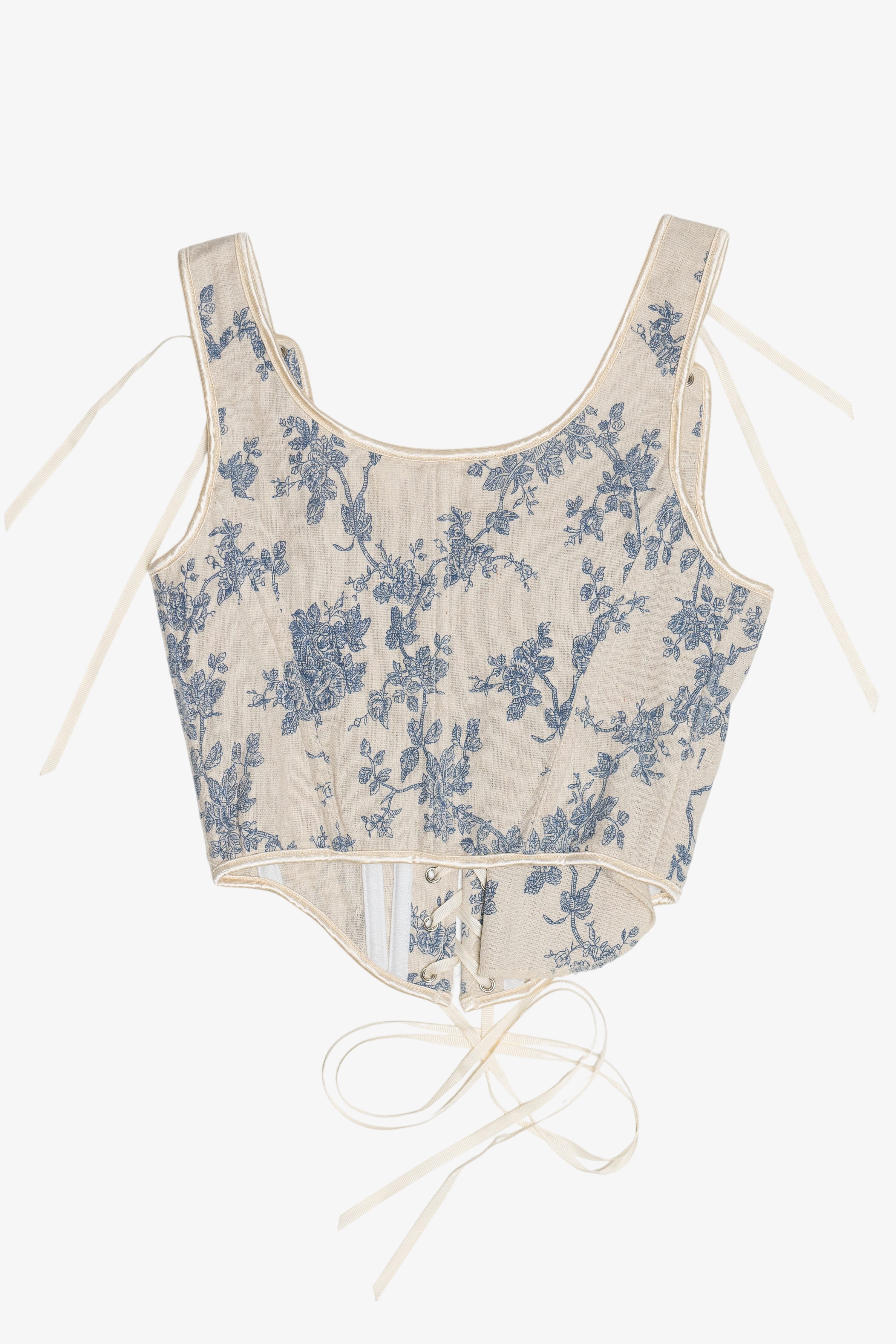 Linen Lace-Up Corset Top (2020s)