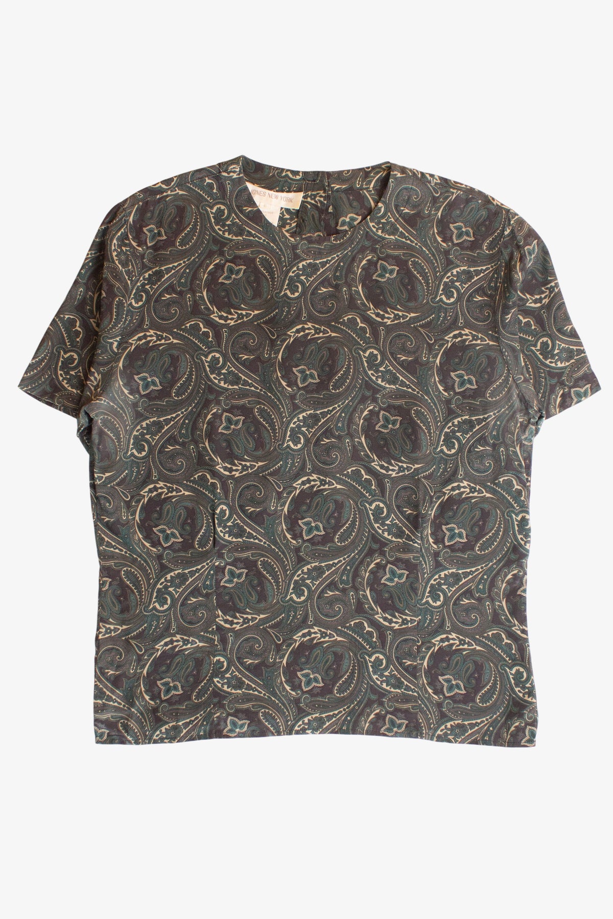 Vintage Paisley Silk Short Sleeve Blouse (1990s)