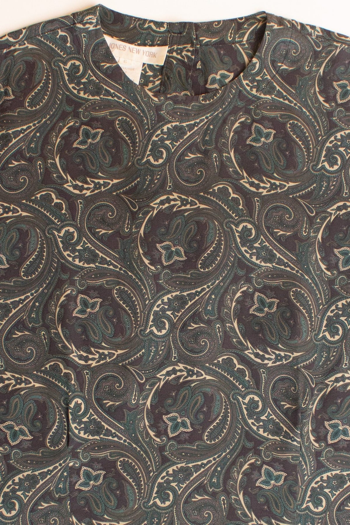 Vintage Paisley Silk Short Sleeve Blouse (1990s)