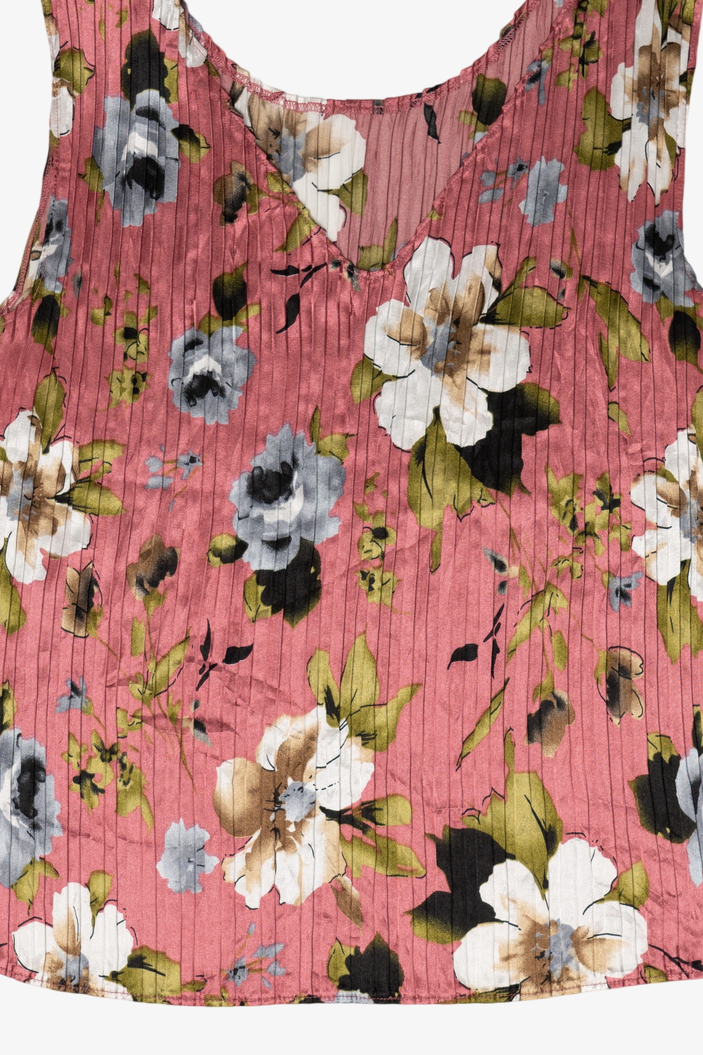 Vintage Pink Pleated Stretchy Jaipur Silky Tank Top (2000s)