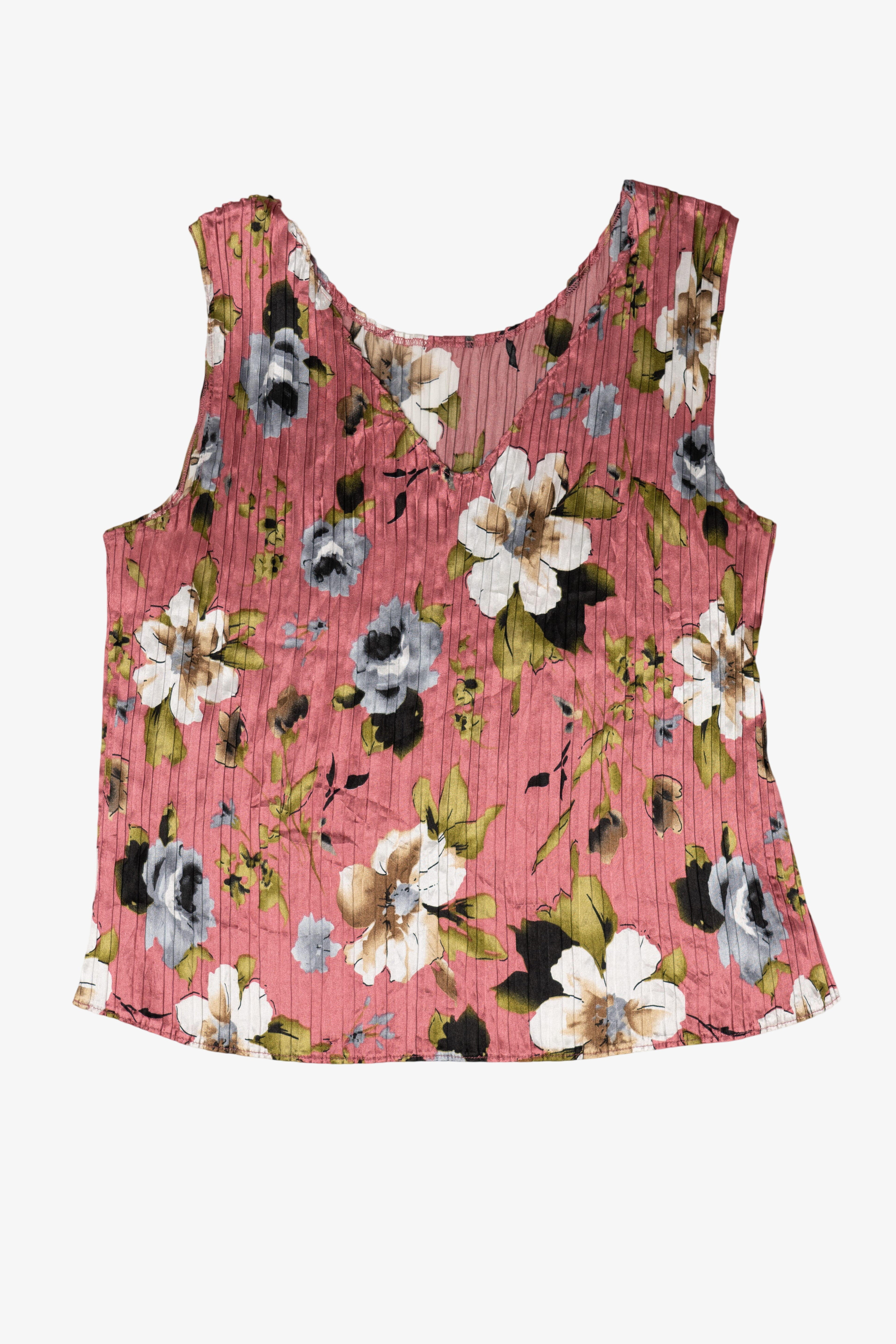 Vintage Pink Pleated Stretchy Jaipur Silky Tank Top (2000s)