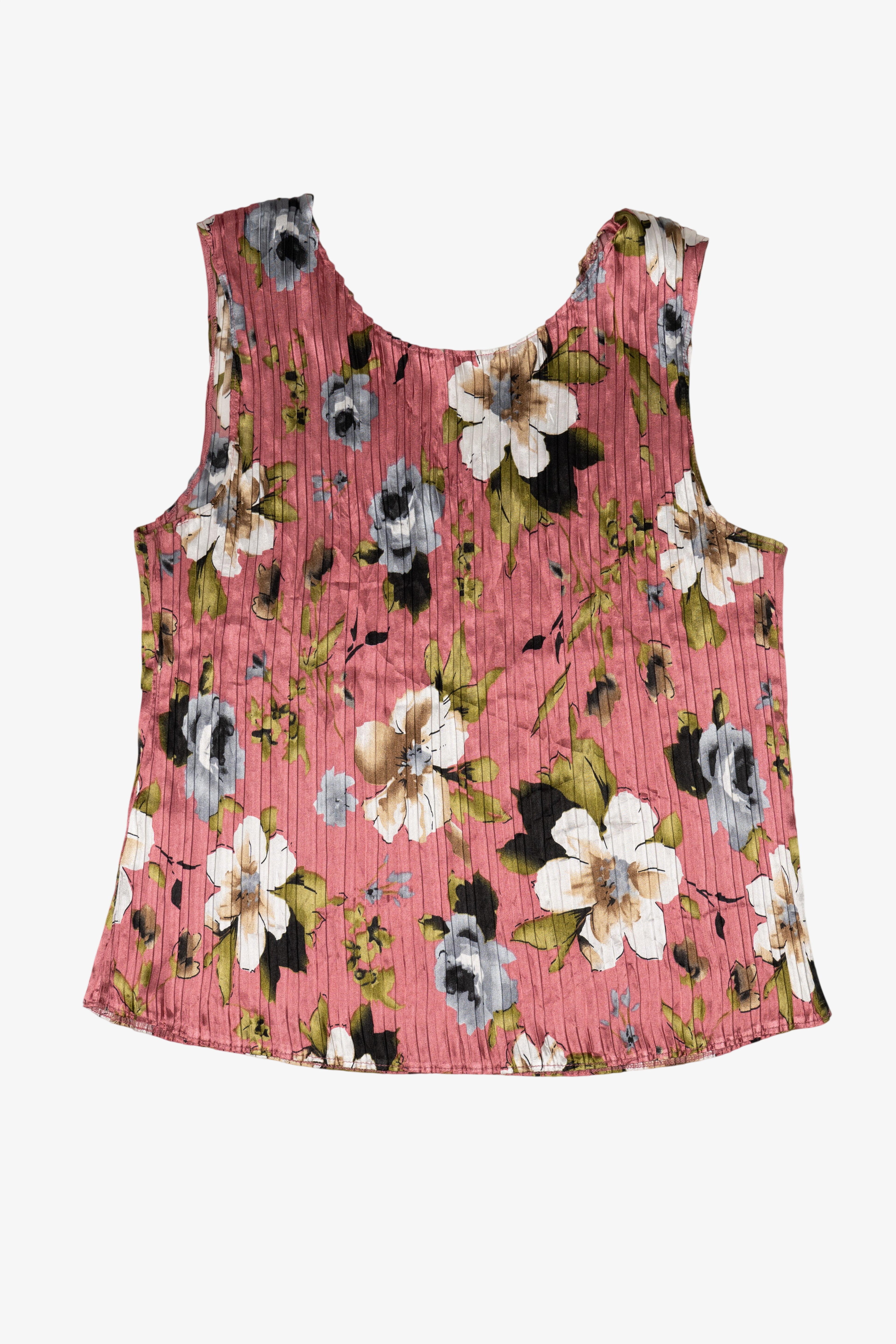 Vintage Pink Pleated Stretchy Jaipur Silky Tank Top (2000s)