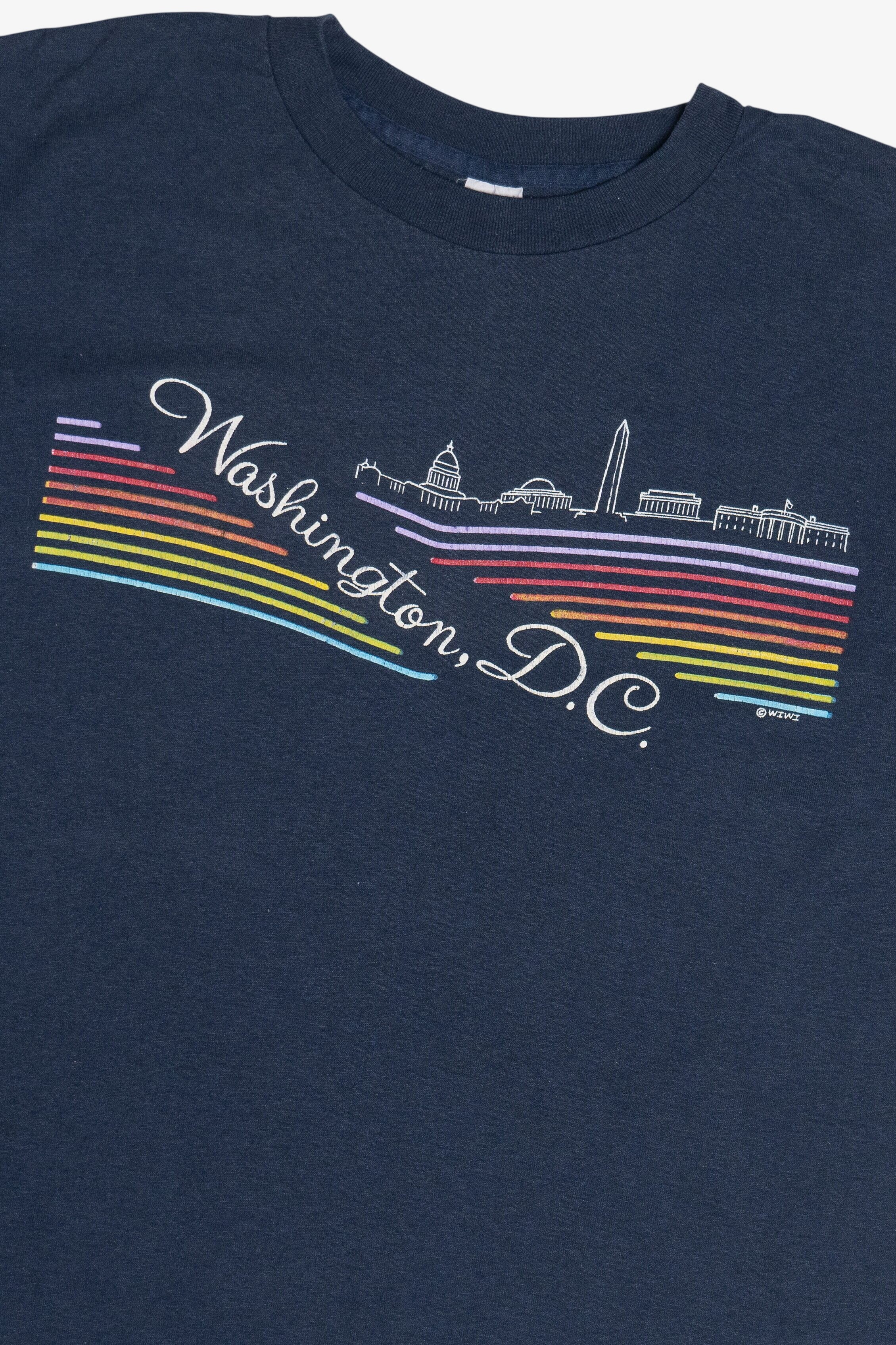 Vintage "Washington D.C." Rainbow Stripe City Skyline T-Shirt (1980s)