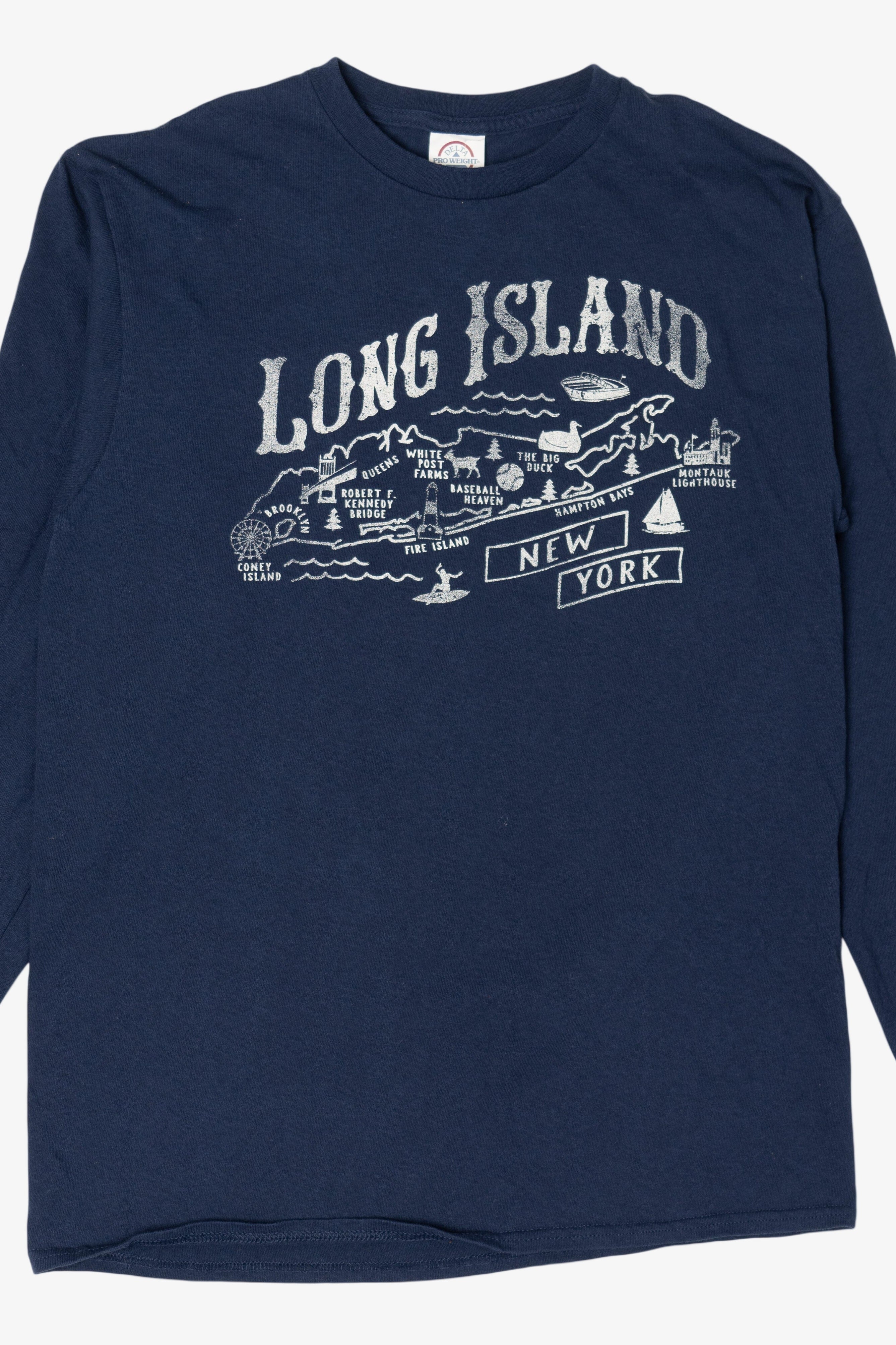 Vintage Navy Blue Long Island New York Long Sleeve T-Shirt (1990s)