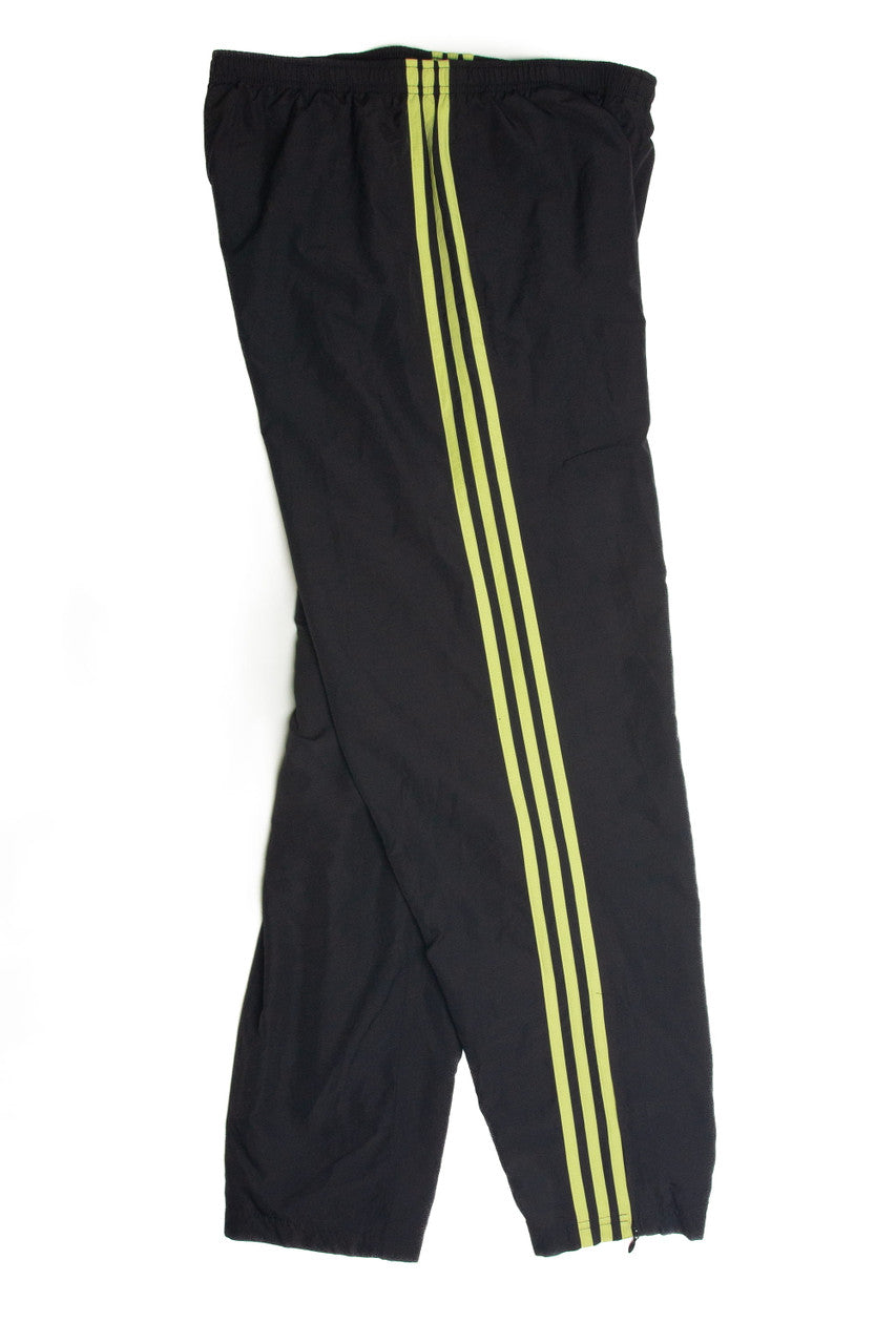 Vintage Black and Green Adidas Track Pants