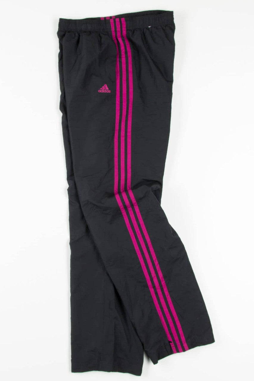 Fuchsia Three Stripe Adidas Track Pants (sz. S)