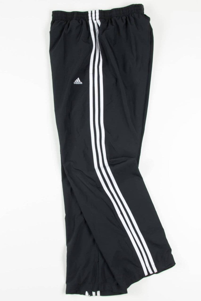 Black Three Stripe Adidas Track Pants (sz. M)