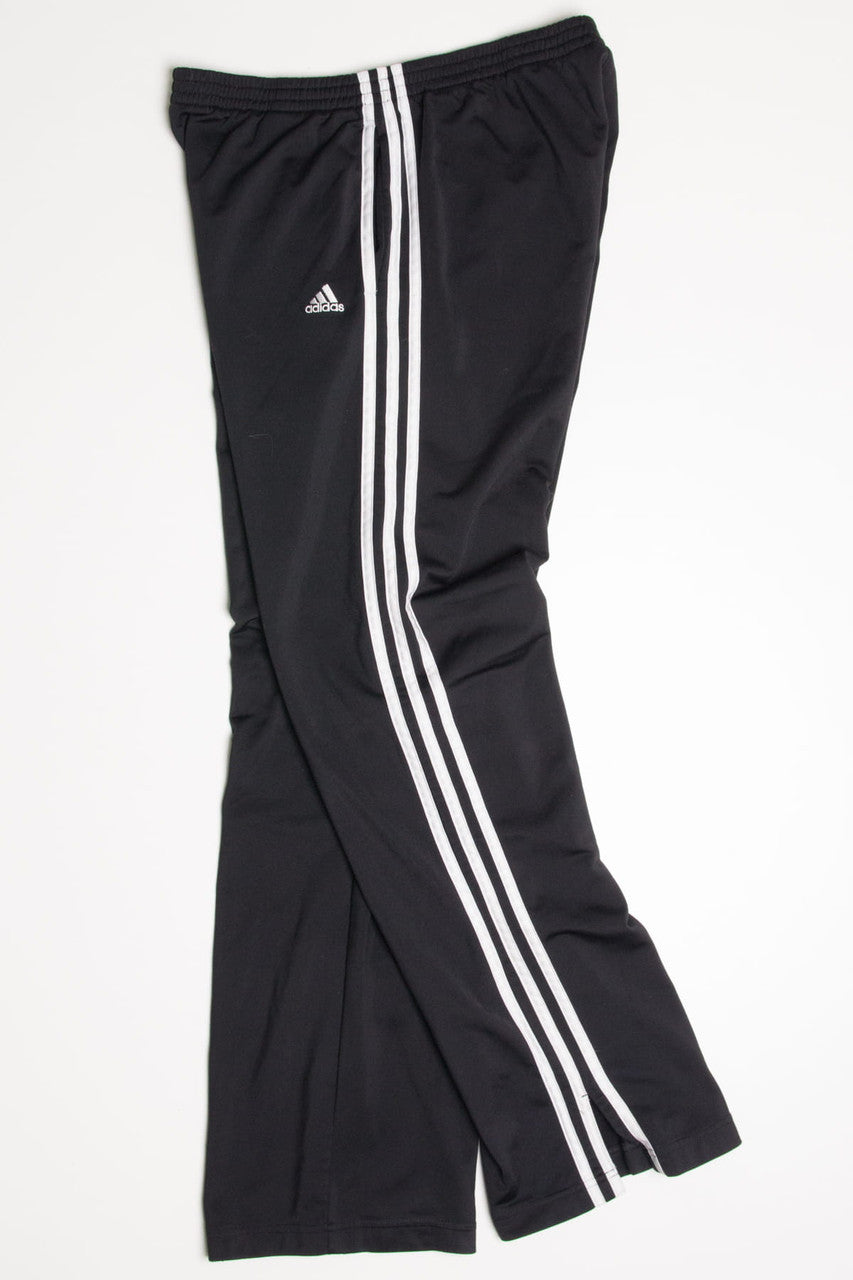Black 3 Striped Adidas Track Pants (sz. M)