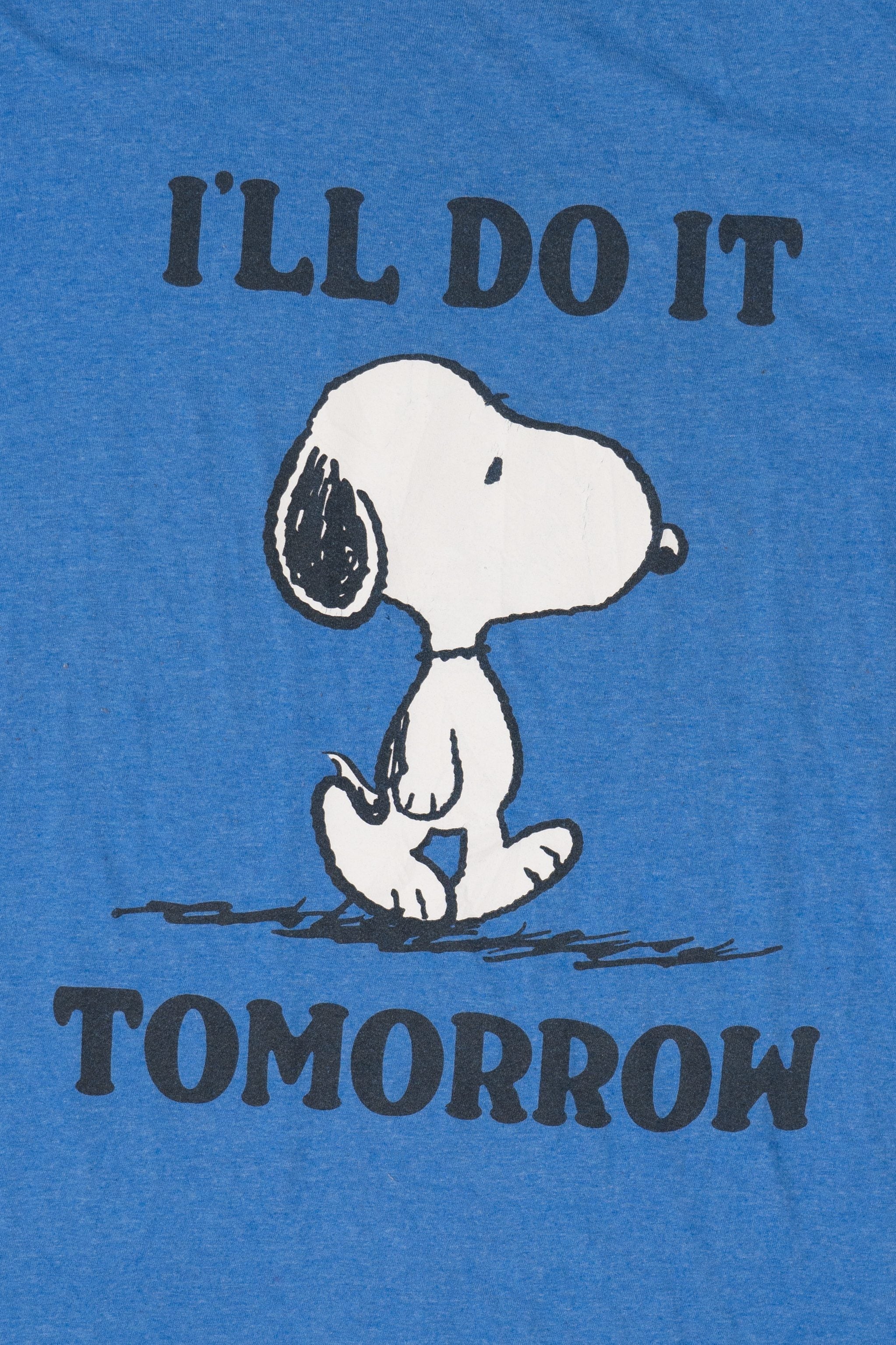 Blue Peanuts "I'll Do It Tomorrow" Snoopy Funny T-Shirt (2020s)